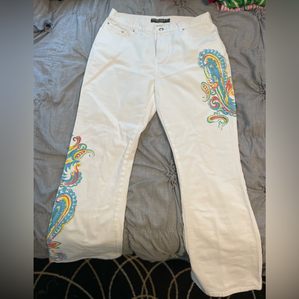NWOT Lauren Ralph Lauren Paisley Boot Cut Jeans - Picture 2 of 8